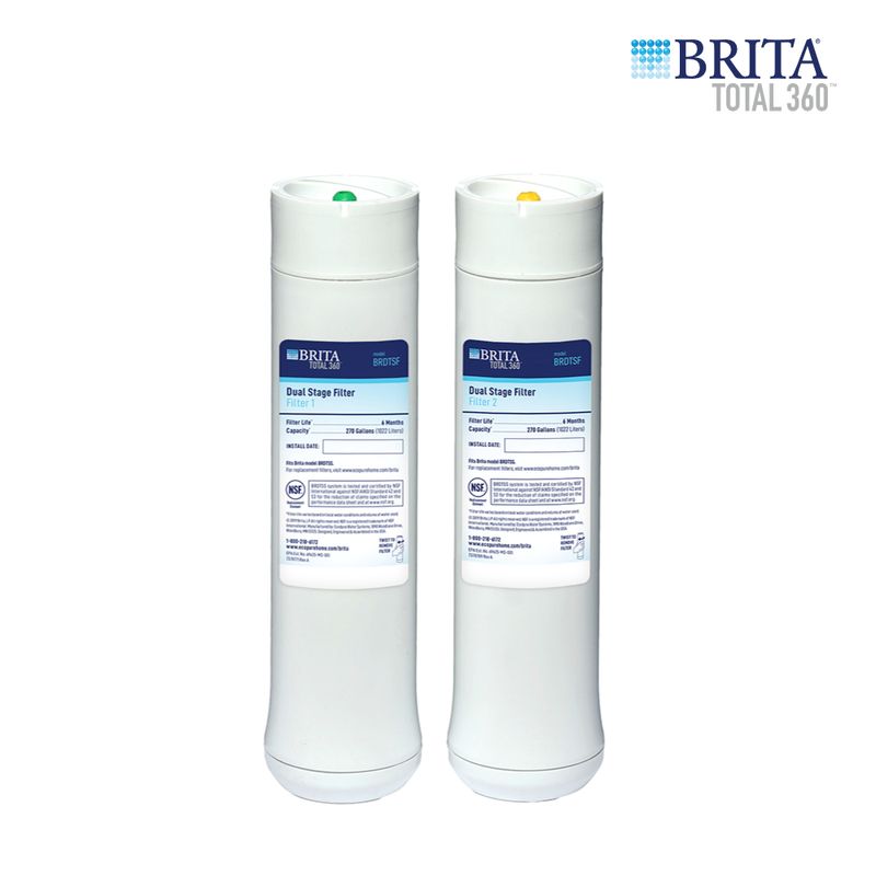 Brita Total 360 BRDTSS - Sistema de filtración de agua de dos etapas con  grifo de níquel cepillado, color azul